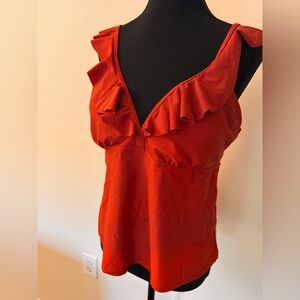 Time and Tru Women's Swim Top in Vibrant Red